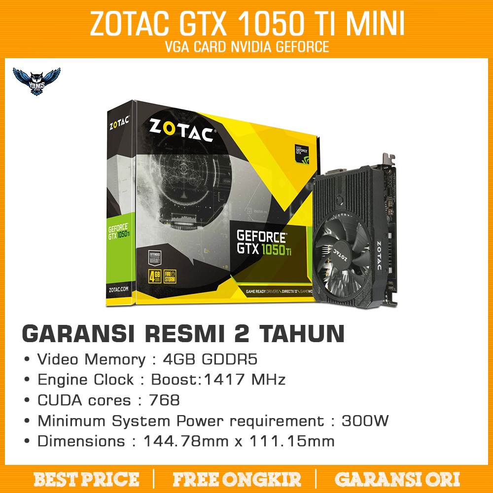 VGA ZOTAC GTX 1050 Ti 4GB DDR5 Nvidia GeForce GTX 1050Ti 1 FAN (MINI)