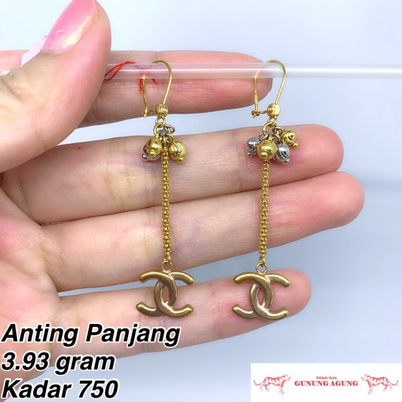 Anting Channel Panjang Fashion Mas Asli 75% Termurah Lucu Kekinian Toko Mas Bekasi Model Korean
