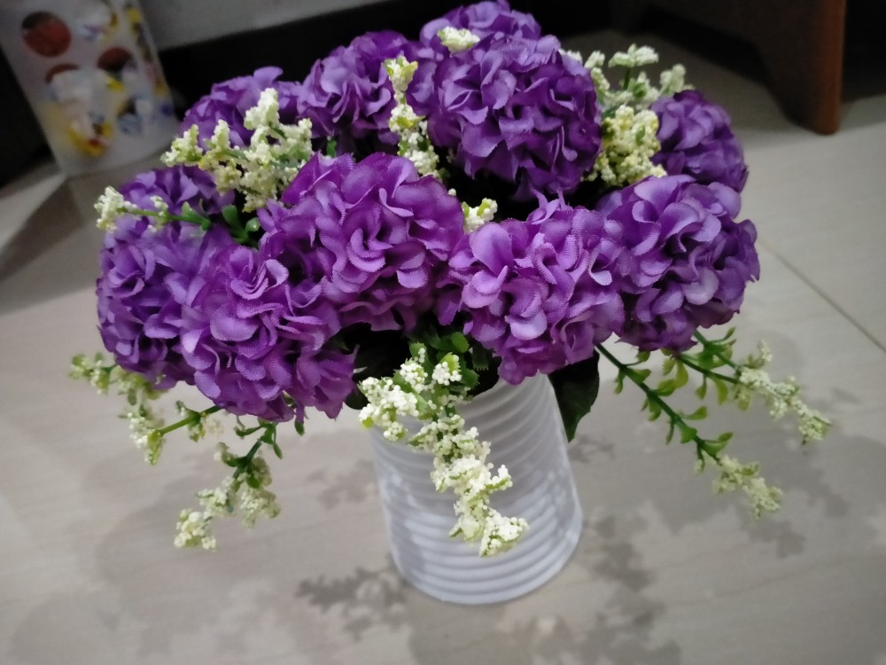 Krisan Bulat Bunga Artificial Rimbun Vas Ulir Pendek