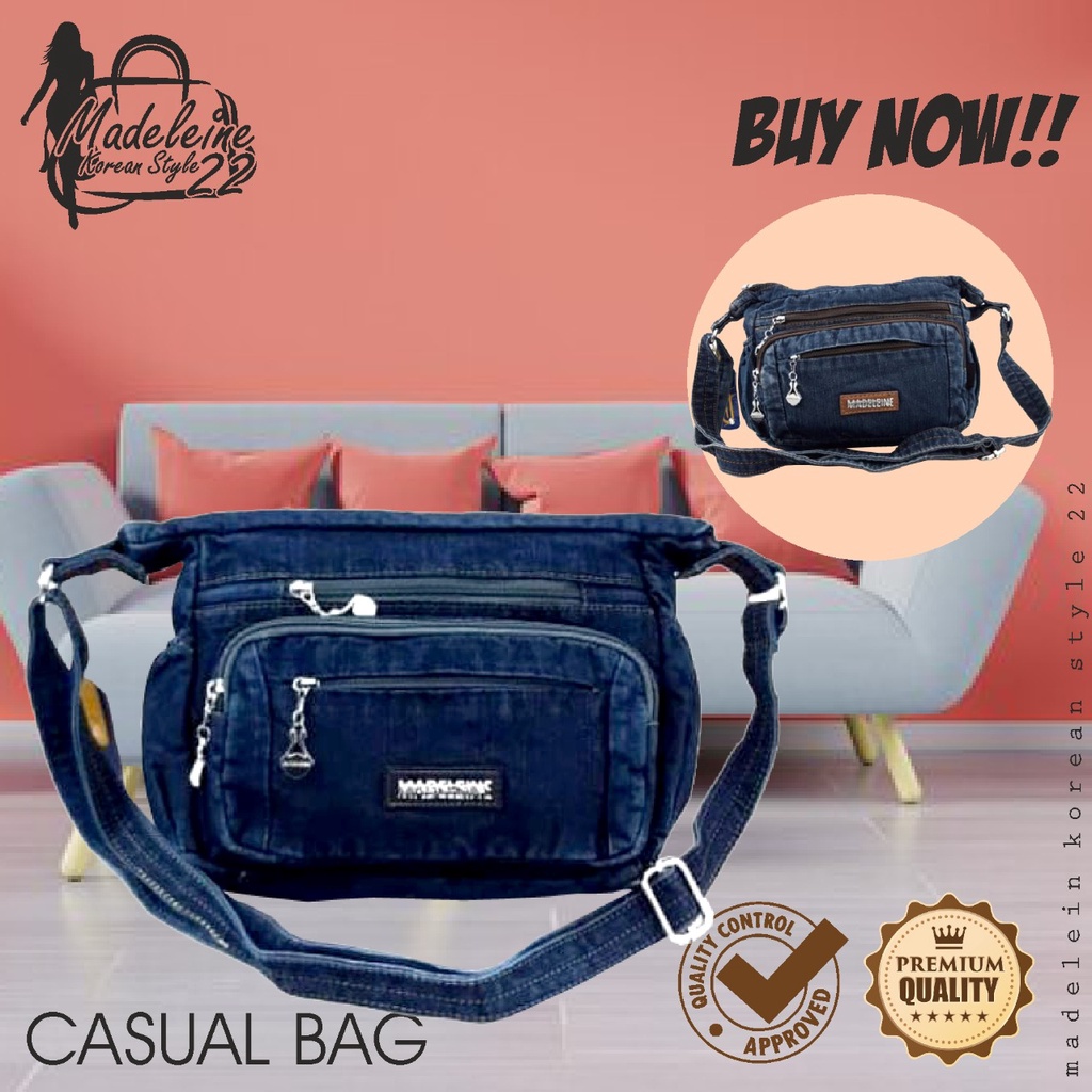 Korean Style 22 - Tas Selempang Wanita Jeans Import Korea Slingbag Cangklong Cangklek Bahu Anak Pere