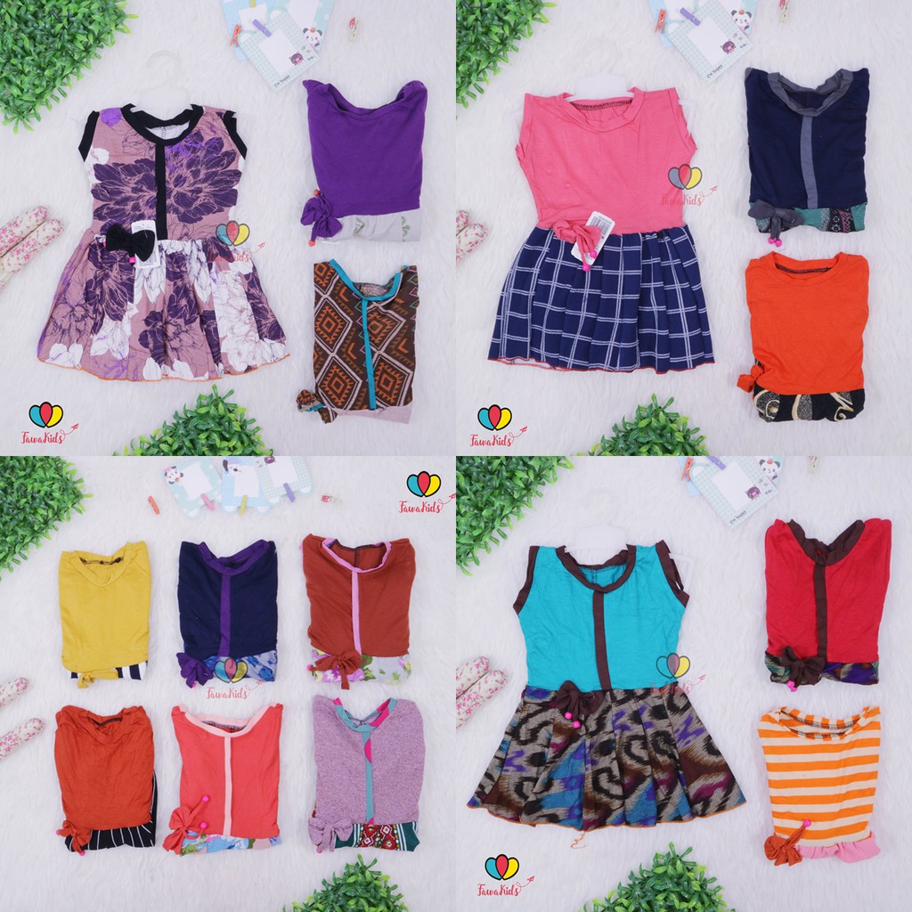 Dress Nabila Uk 1-2 Tahun / Dres Anak Perempuan  Baju Motif Murah Cewek Casual Pesta Yukensi Adem