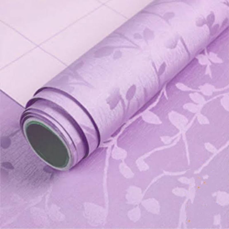 ( BELI 4 GRATIS 2 )Terlaris Wallpaper Sticker Wallpaper Dinding Ruang Tamu Motif Polos | Putih Salur Bunga | Cream | Abu Ungu Kuning Hijau Coklat Merah Pink Biru Batik Bunga Kembang Batu Bata 3D Kotak Segitiga Minimalis Garis Emas Tua Muda Murah-Ungu Salur Daun