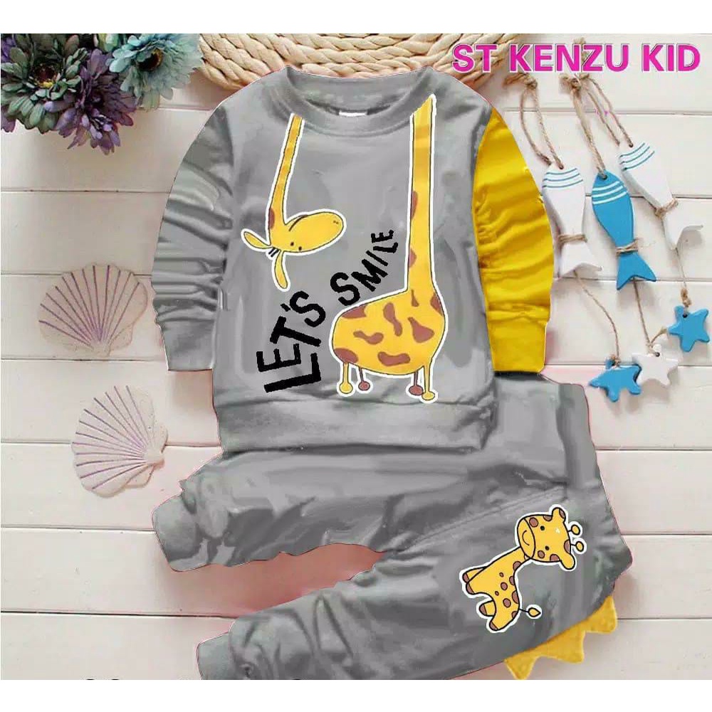 Baju Anak Anak Laki Laki Terlaris Motif Jerapah Setelan Anak Laki Usia 1_5 tahun Seater Joger Anak Terlaris