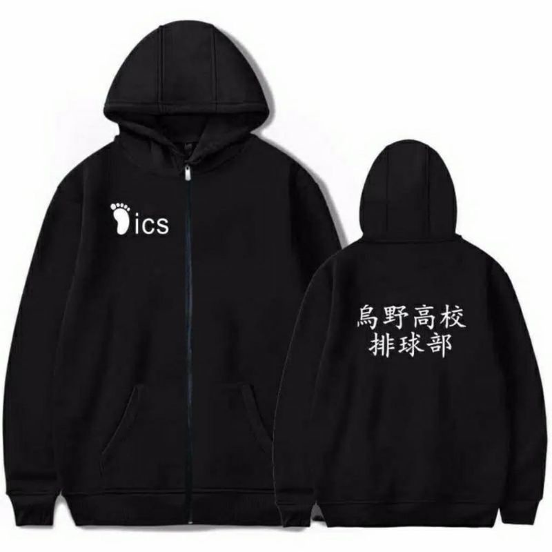 Sweater Hoodie Anime  ICS Bordir Resleting / Flecee Tebal