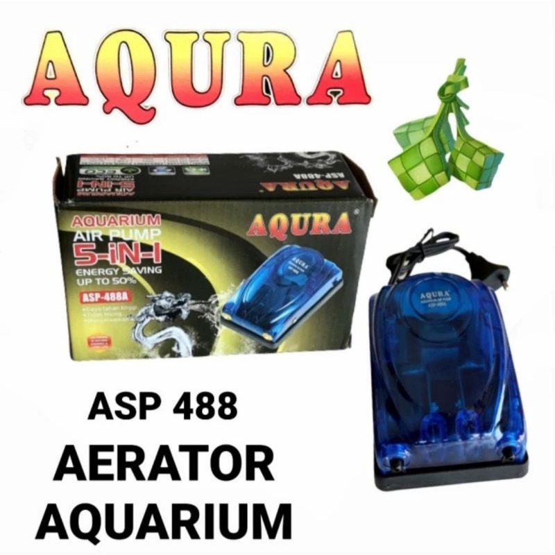 POMPA AERATOR 2 LUBANG AQUARIUM AQURA ASP 488 A AIR PUMP AQUARIUM AQUASCAPE