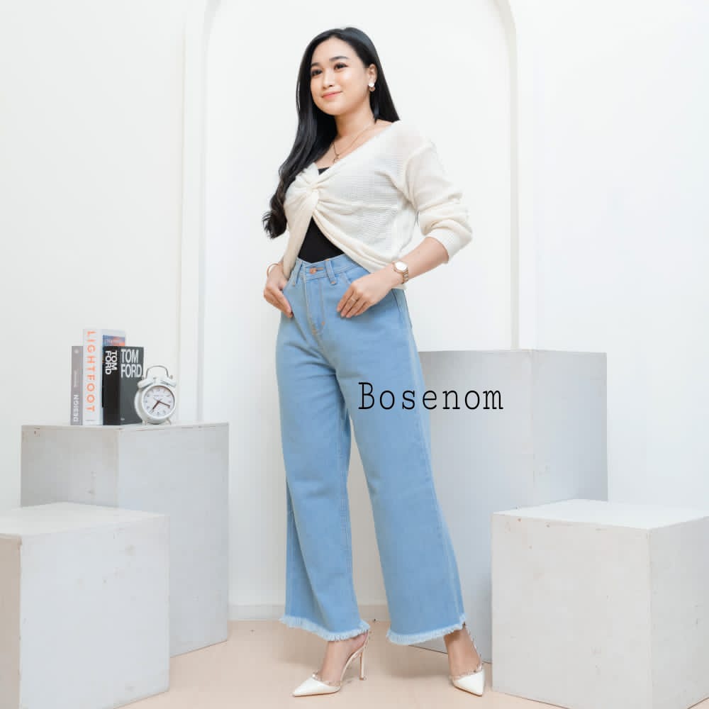 Celana jeans kulot rawis high waist kekinian kulot jumbo jeans tebal murah jeans wanita high quality premium