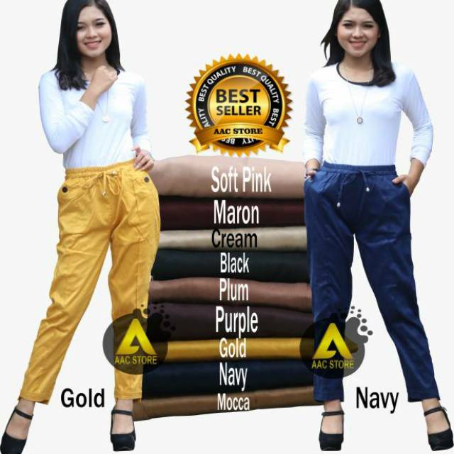 Celana Suede Premium Import, Celana Wanita (Stretch)