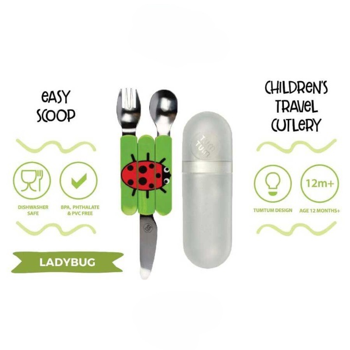 Tum Tum Travel Cutlery - Ladybird | Sendok Makan Set