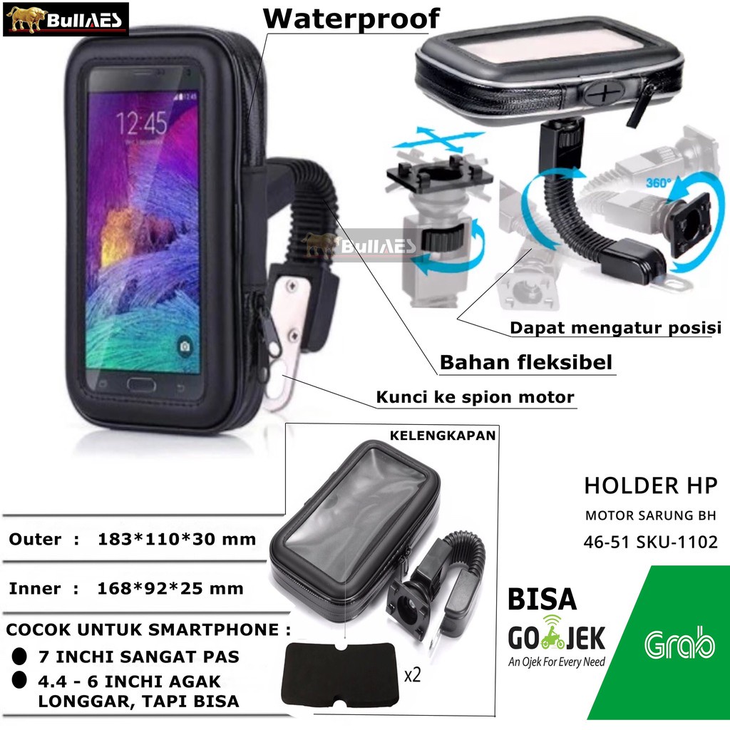 HOLDER HP MOTOR waterproof mobile phone BH 46-51 MERK ICC I ring holder I charger hp motor SKU-1102