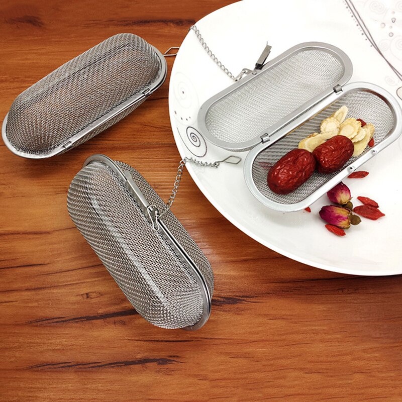 Filter Saringan Teh Reusable Tea Infuser Strainer Ellipse - M218 - Silver