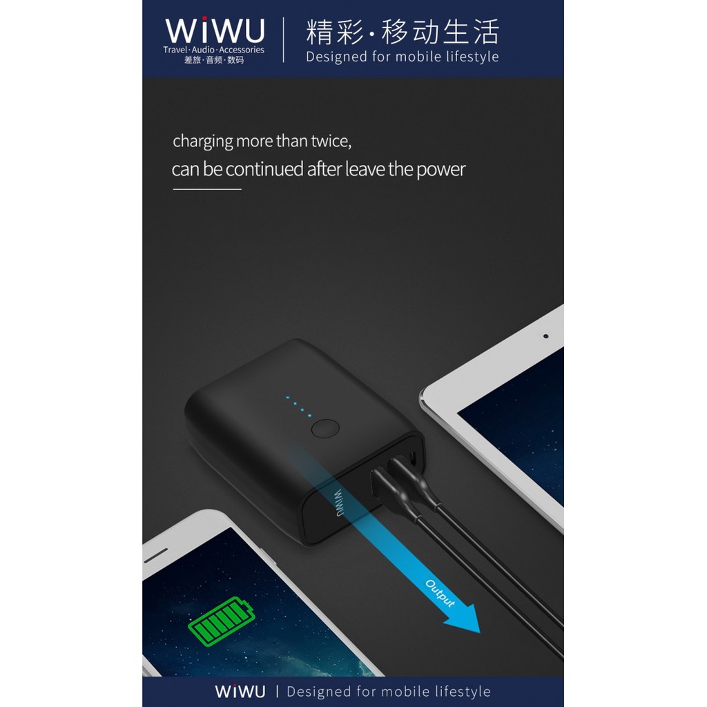 WIWU POWER CUBE HKL-USB37 - 2-in-1 Power Bank 5000mAh and Wall Charger