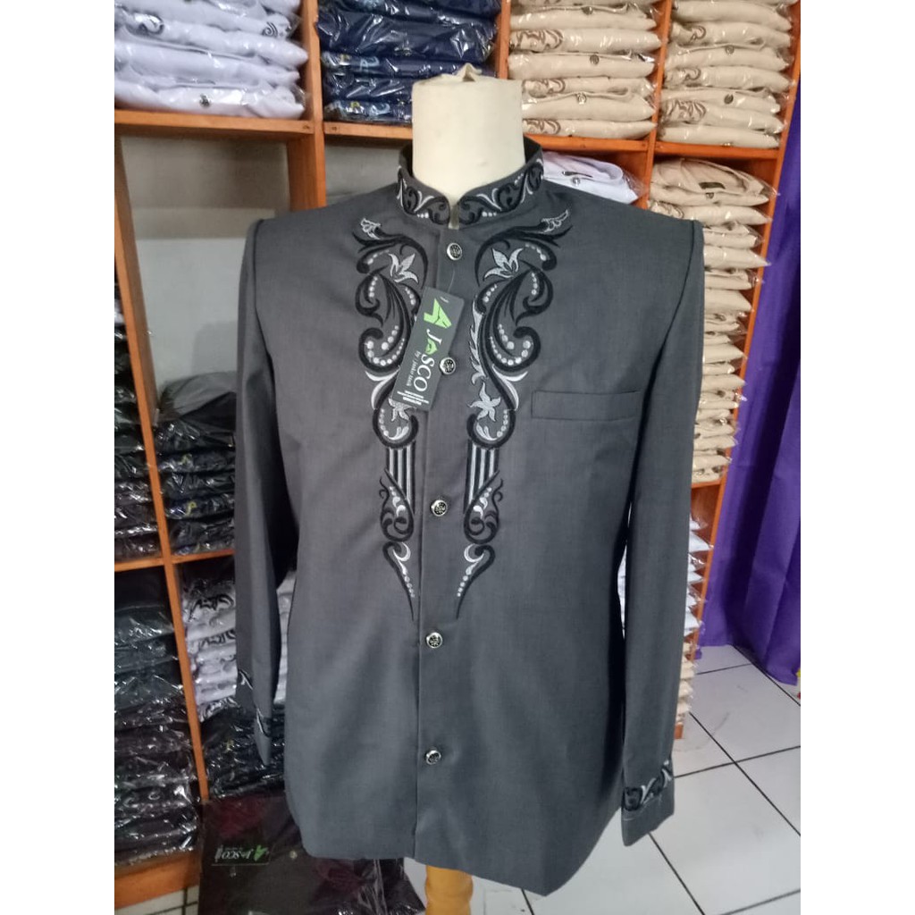 Jual Jasko Tasik Bordir Jt Abu Terbaru Jas Koko Motif Jt Warna Abu Jaskoko Abu Abu