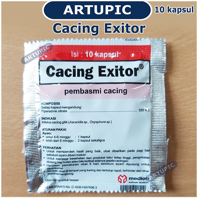 Cacing Exitor isi 10 Kapsul Obat Pembasmi Cacing Ayam Medion Artupic