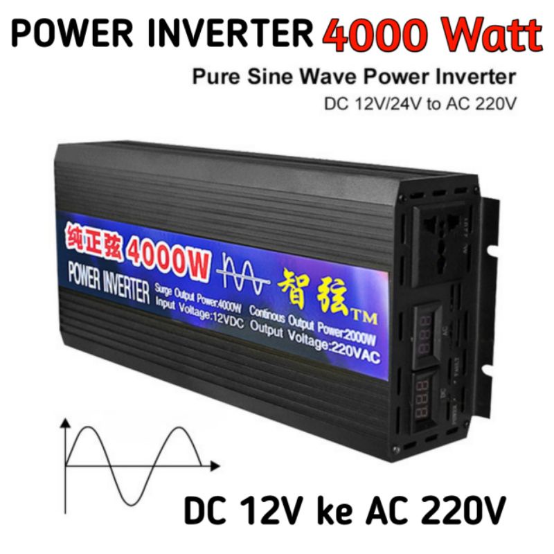 Jual Power Inverter 4000W DC Ke AC Pure Sine Wave 12V/24V Ke 220V ...