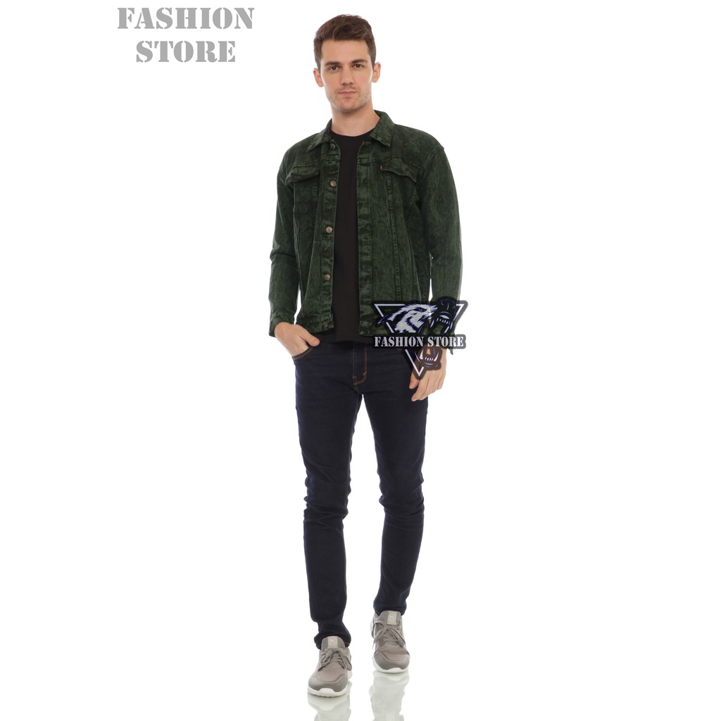 Jaket Jeans Denim (SANDWASH ARMY) Reguler Pria Quality Jeans Jacket