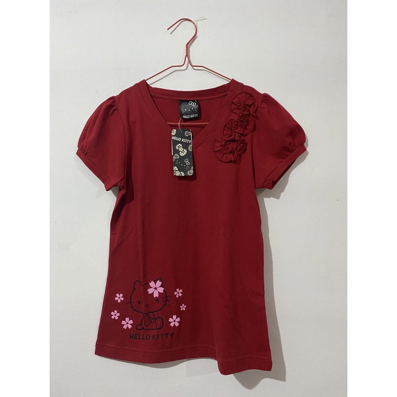 T-Shirt Merah Gambar Hello kitty