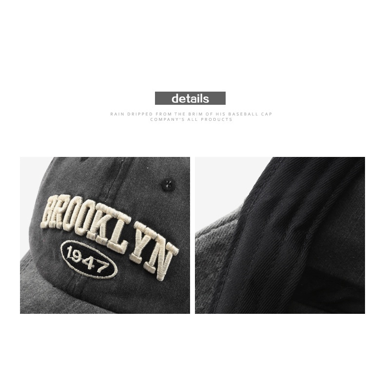 HATSAVENUE-235 Baseball Cap Model Wash Denim Luntur Bahan Lembut Bordir Brookklyn 1947