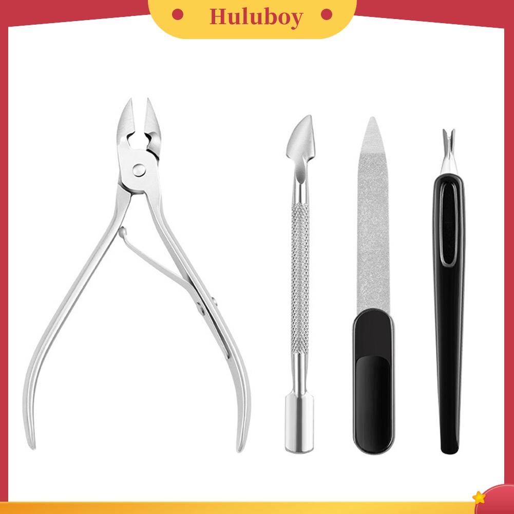 Huluboy Huluboy♡ 4pcs / Set Gunting Kuku / Kutikula / Kulit Mati Bahan Stainless Steel Untuk Manicure