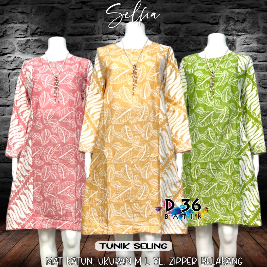 Tunik Seling Selfia Parang Daun Soft Baju Batik Kantoran Wanita Casual Formal Seragaman Kondangan Ka