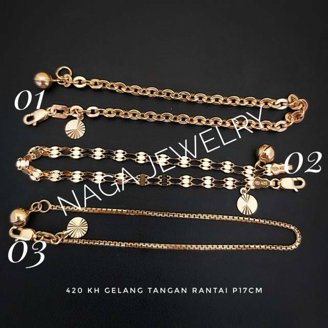GELANG RANTAI FANCY EMAS SETENGAH TUA