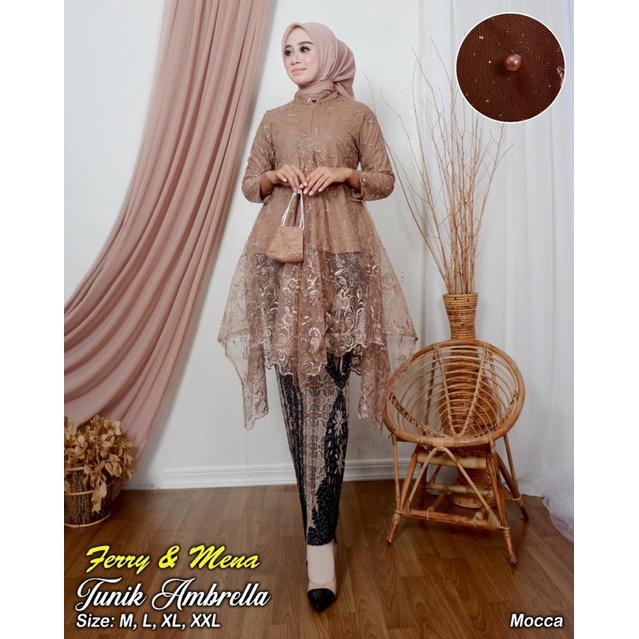 Setelan kebaya busui Krah shanghai | Kebaya modern | Kebaya tunik remaja | Baju tunik Maury jubrai umbrella SIZE M L XL XXL