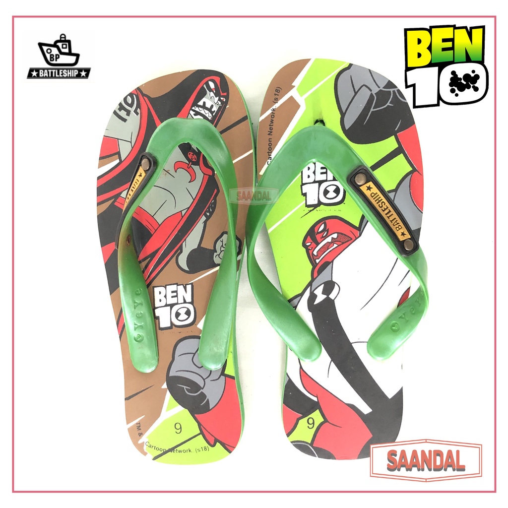 Sandal Jepit Anak Laki-laki Battleship Ben 10 Warna Terang (BISA SATUAN COD)