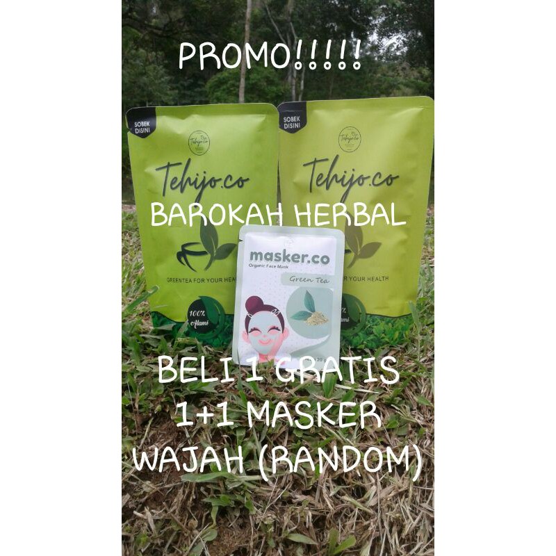 TEHIJO.CO / TEH DIET / GREEN TEA / TEH HIJAU / PROMO BELI 1 GRATIS 1+1 MASKER WAJAH(RANDOM)