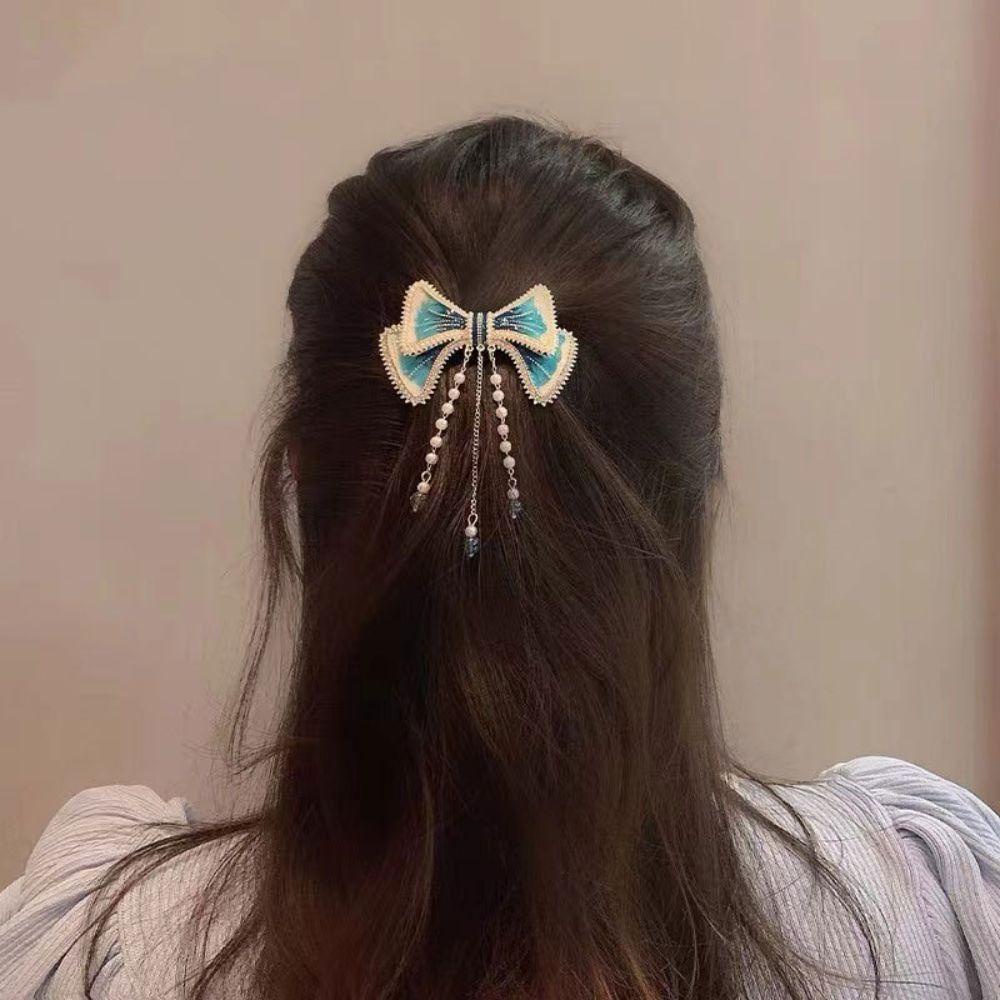 Needway  Korean Style Hair Clip Blue Fashion Back Head Aksesoris Rambut Hiasan Kepala Alat Styling Rambut Klip Musim Semi