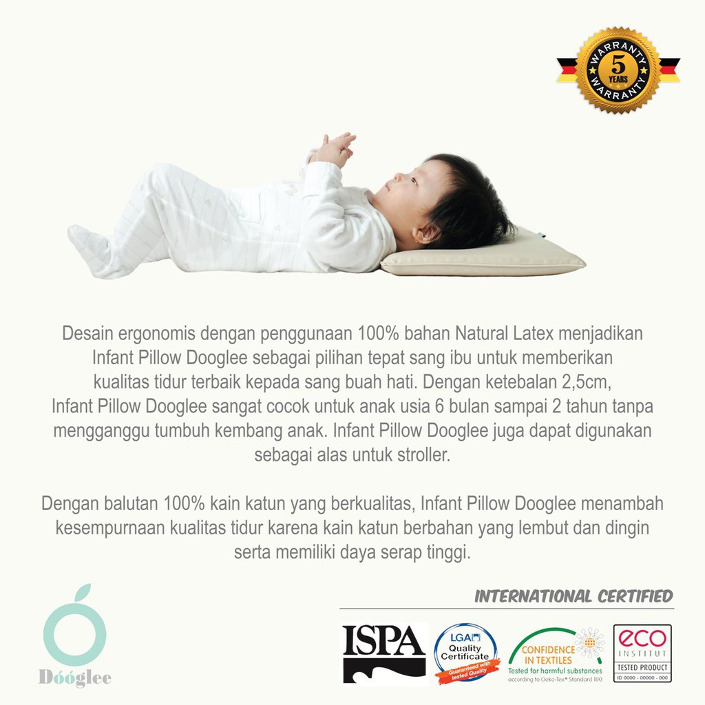 Dooglee Flat Pillow Natural Latex Bantal Bayi Latex