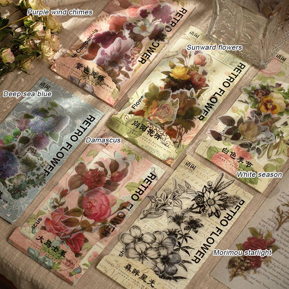 Populer 60pcs/pack Stiker Bunga Mudah Digunakan Viskositas Yang Baik Diary Dekorasi Label Hias