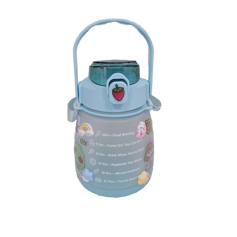 Botol Minum 2 Liter 2000ML 1300ML 1.3 Liter VIRAL/Botol Gradasi/Botol Lucu/ Botol Besar-1 Warna Hijau/1300ml