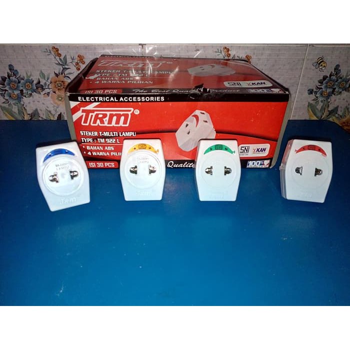 Steker T multi TRM + Indikator Lampu menyala bentuk smile t listrik cabang 3 plus lampu indikator