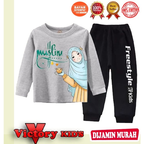 Victory kids Setelan/piyama tangan panjang anak perempuan 1-10 tahun