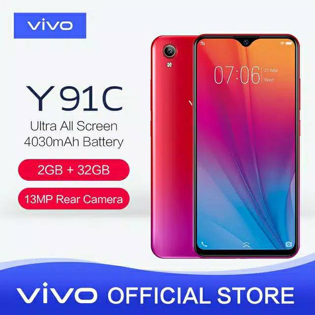 y91c red spesifikasi VIVO Y91C  Y91 C  2 32 RAM 2GB ROM 32GB GARANSI RESMI 