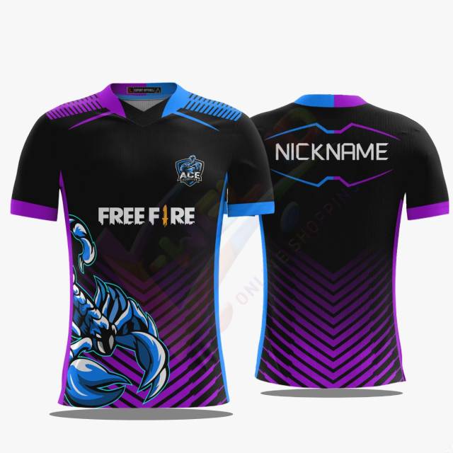 Baju jersey gaming free fire custom nama dan logo