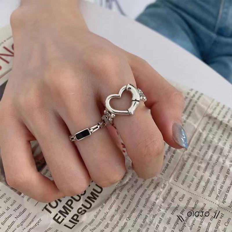 【COD】Cincin Model Terbuka Desain Hati Hollow Untuk Wanita