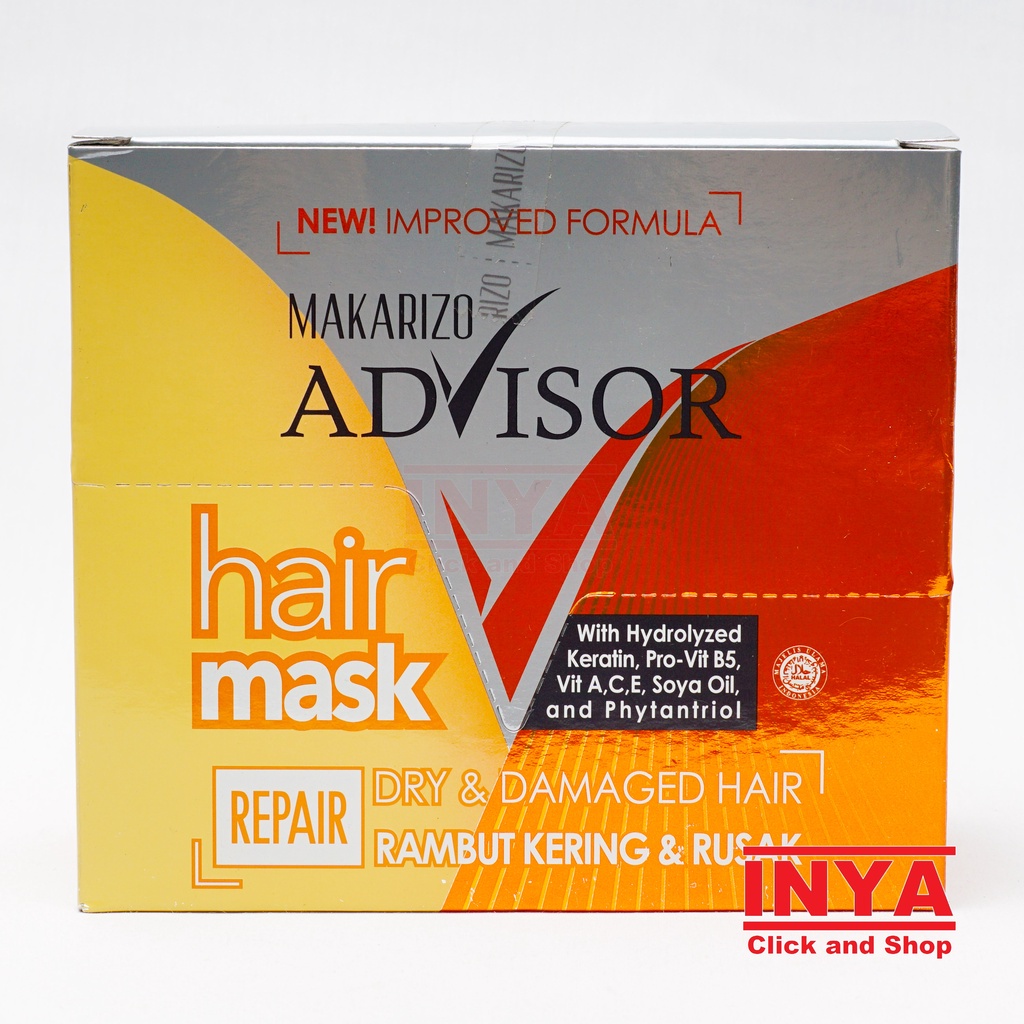 MAKARIZO ADVISOR HAIR MASK REPAIR DRY &amp; DAMAGED BOX isi 8x45gr - Masker Rambut