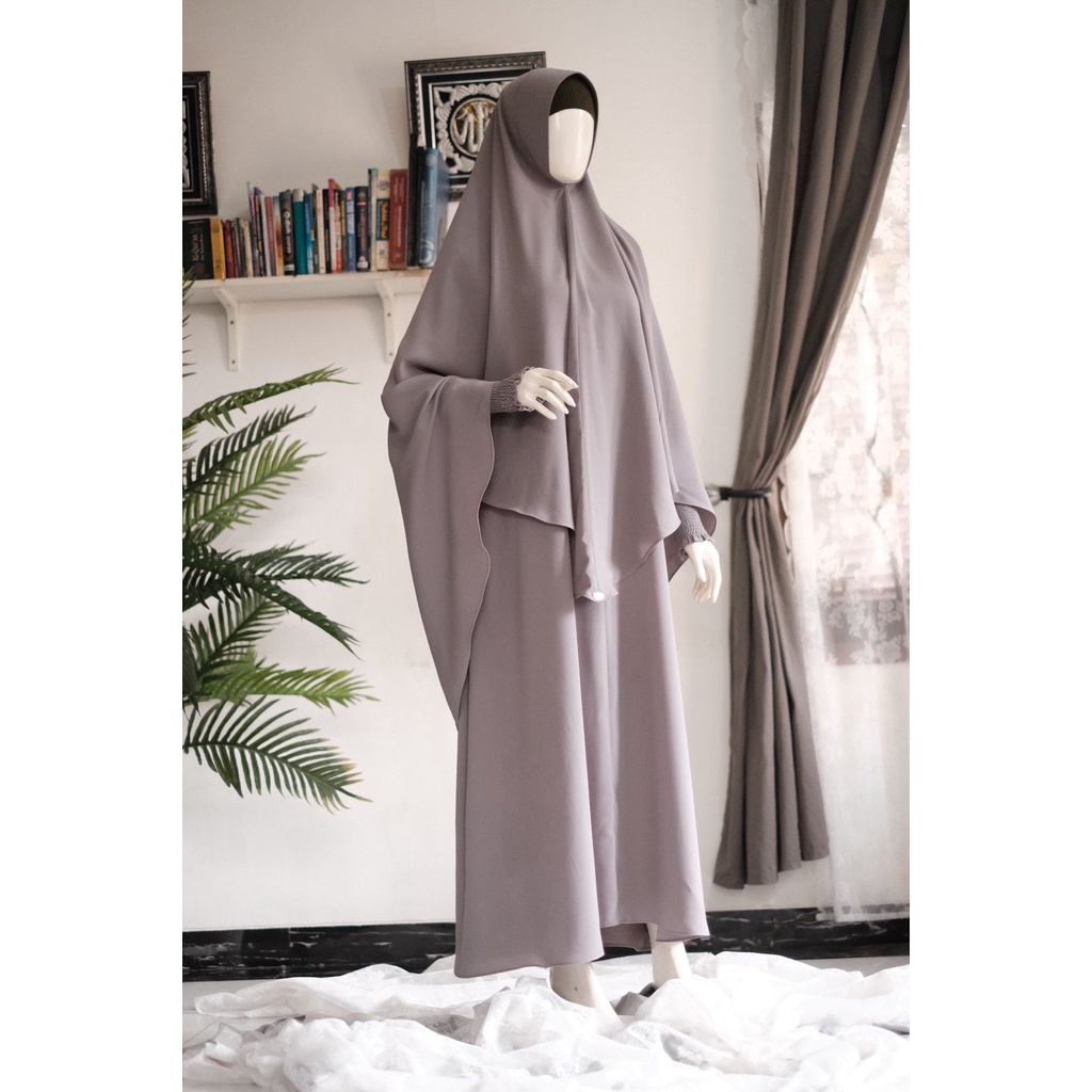 Hijab Adzkia Khimar Abu Muda | Hijab Syar'i | Hijab Khimar Polos | Hijab Khimar Abu Muda | Kerudung 