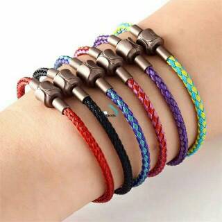 Gelang tali kawat wire rope water prof liontin emas huruf 