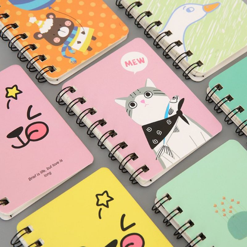 [COD] Notebook Mini Buku Catatan Kecil Buku Memo Mini Karakter Lucu Praktis Notebook Spiral