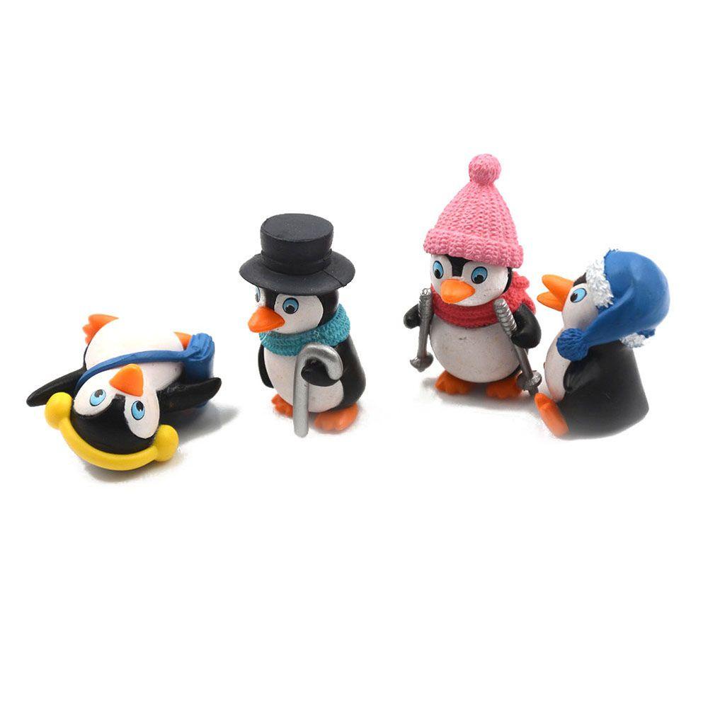 【 ELEGANT 】 Winter Penguin Moss Gnomes Garden Untuk Dekorasi Peri Terrariums Kerajinan Tangan 4pcs /set