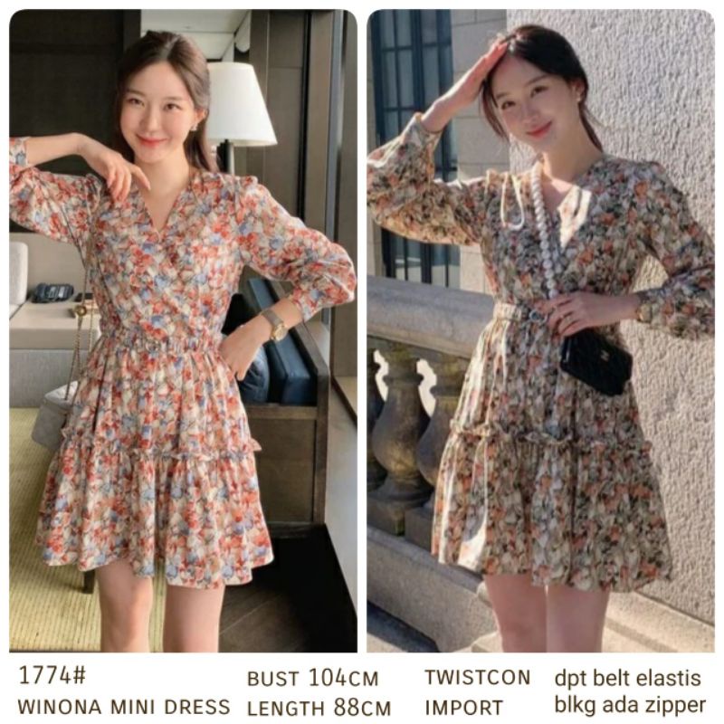 MDLV ~ 1774# Winona Mini Dress Flower Dress Korea Look Fashion import