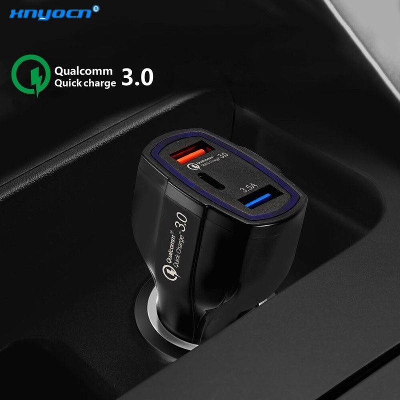 Pengisi daya telepon mobil USB ganda Pengisi daya mobil tipe-c Pengisi daya mobil 3.0 5V 3.5A QC3.0 pengisian cepat Pengisi daya mobil USB