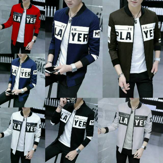 JAKET PLAYER TEAM KEKINIAN FASHION COWOK BAJU MODERN MEN NEW STYLE KOREA BTS BUSANA LAKI LAKI WARNA 