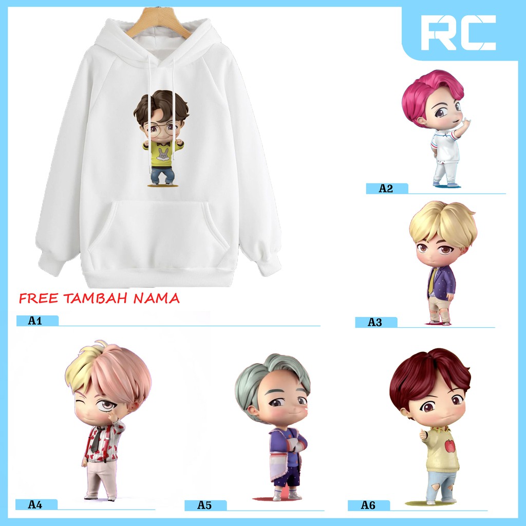 sweater hoodie TINYTAN BTS CHAR ANAK / JAKET BTS TINYTAN / banyak motif free nama