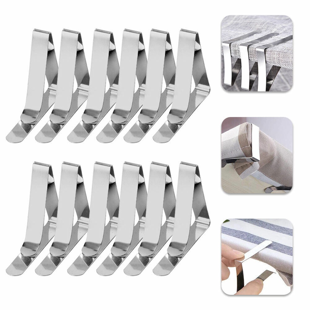 6pcs Klip Holder Taplak Meja Bahan Stainless Steel Untuk Piknik