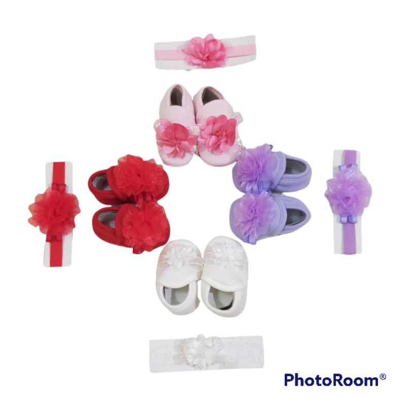 Head Band Baby Shoes Pita Foe Bulu Bando Sepatu Bayi Lucu