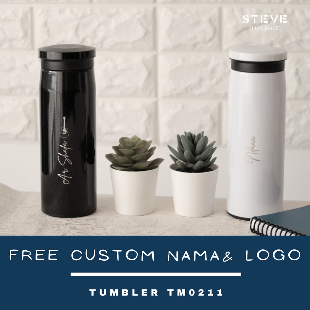 Botol minum stainless termos vacuum tumbler travel mug TM0211 Black custom Tahan Panas dan Dingin