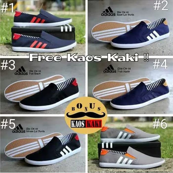 Terlaris  Sepatu Casual Santai Simple Pria Slipon ADIDAS Slop Kanvas