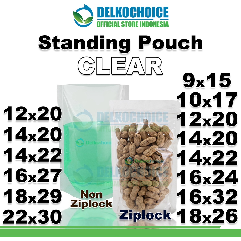 Jual Standing Pouch BENING ZIPLOCK NON ZIPLOCK Plastik Klip Kemasan Makanan Clear DELKOCHOICE